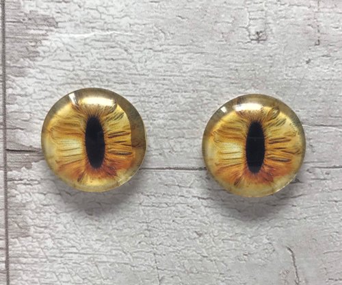 Golden yellow glass eye cabochons in sizes 6mm to 40mm dragon eyes cat iris (018)