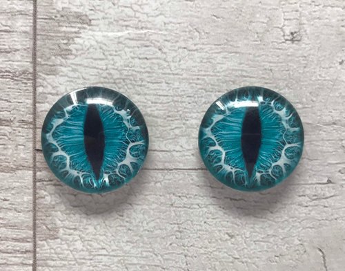 Blue glass eye cabochons in sizes 6mm to 40mm dragon eyes cat iris (021)