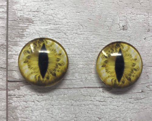 Yellow/gold glass eye cabochons in sizes 6mm to 40mm dragon eyes cat iris (034)