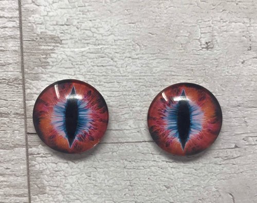 Red and blue glass eye cabochons in sizes 10mm to 40mm dragon eyes cat iris (036)