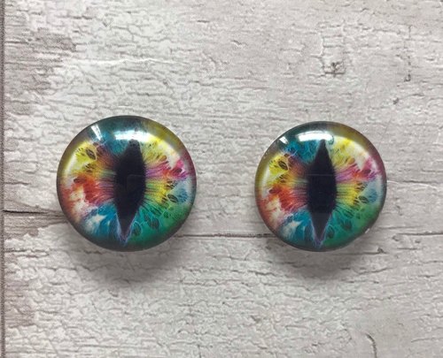 Rainbow glass eye cabochons in sizes 6mm to 40mm dragon eyes cat fox iris (042)
