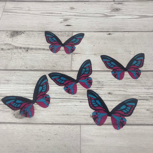 Butterfly wings - pink blue and black acetate butterfly wings