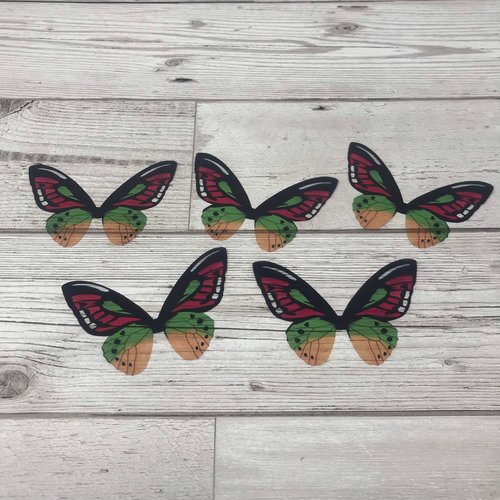 Butterfly wings - green, yellow, red and black acetate butterfly wings