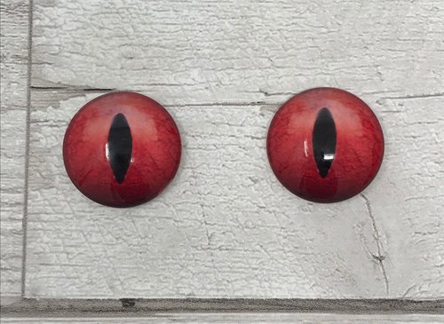 Red glass eye cabochons in sizes 6mm to 20mm dragon eyes cat iris (375)