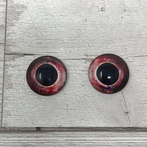 Red Glass eye cabochons in sizes 6mm to 20mm dragon eyes fish reptile lizard iris (398)