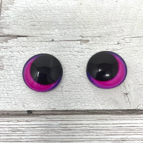 Pink glass eye cabochons in sizes 8mm to 20mm animal eyes dragon eyes large pupils fantasy (469)