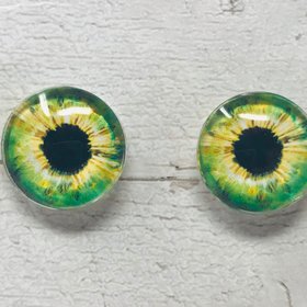 Green Glass eye cabochons in sizes 6mm to 40mm human eyes monster iris (078)