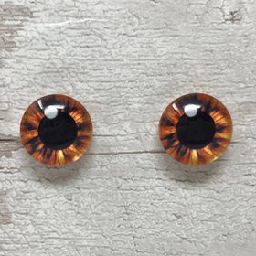 Golden brown glass eye cabochons in sizes 6mm to 40mm animal eyes human iris (132)