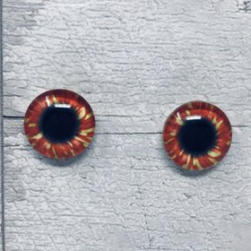 Red and yellow Glass eye cabochons in sizes 8mm to 40mm animal eyes human iris (144)