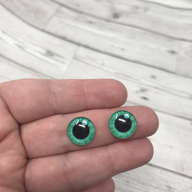 Green glass eye cabochons large pupils in sizes 8mm to 40mm animal eyes human iris (142)