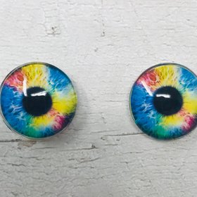 Rainbow Glass eye cabochons in sizes 6mm to 40mm human eyes unicorn iris fairy fantasy creature animal eyes (060)