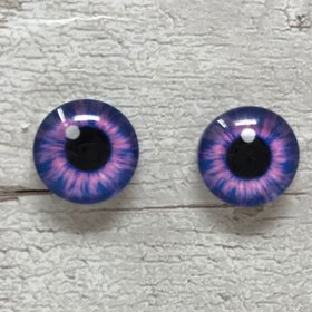 Purple glass eye cabochons in sizes 8mm to 40mm human eyes, fantasy animal iris (123)