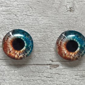 Blue and orange glass eye cabochons in sizes 6mm to 40mm animal eyes human iris (137)