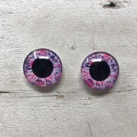 Pair of purple glass eye cabochons in sizes 6mm to 40mm dragon eyes cat fox iris (176)