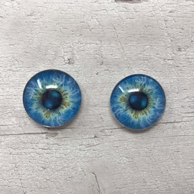 Pair of realistic blue glass eye cabochons in sizes 6mm to 20mm realistic dragon eyes cat iris (340)