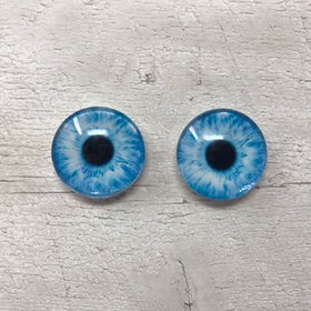 Pair of realistic blue glass eye cabochons in sizes 6mm to 20mm realistic dragon eyes cat iris (353)