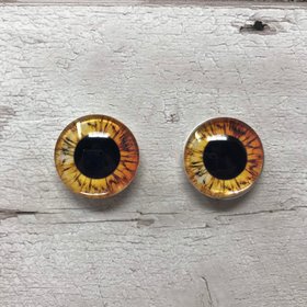 Pair of glass eye cabochons in sizes 6mm to 40mm dragon eyes cat fox iris (173)