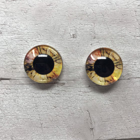 Pair of glass eye cabochons in sizes 6mm to 40mm dragon eyes cat fox iris (178)