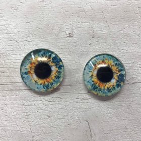 Pair of realistic glass eye cabochons in sizes 6mm to 20mm dragon eyes cat iris (320)