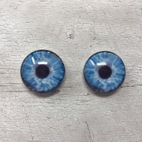 Pair of realistic blue glass eye cabochons in sizes 6mm to 20mm realistic dragon eyes cat iris (333)