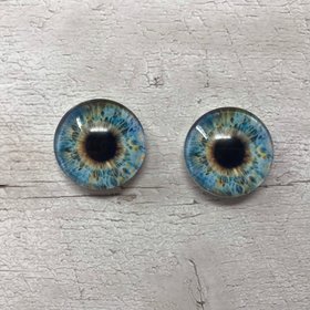 Pair of realistic blue glass eye cabochons in sizes 6mm to 20mm realistic dragon eyes cat iris (343)