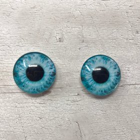 Pair of realistic blue glass eye cabochons in sizes 6mm to 20mm realistic dragon eyes cat iris (352)