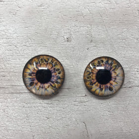 Pair of realistic brown glass eye cabochons in sizes 6mm to 20mm realistic dragon eyes cat iris (354)