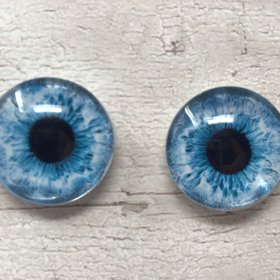Pair of blue glass eye cabochons in sizes 6mm to 20mm dragon eyes cat iris (319)