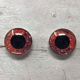 Pair of red glass eye cabochons in sizes 6mm to 40mm dragon eyes cat fox iris (164)