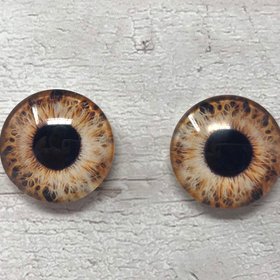 Pair of brown glass eye cabochons in sizes 6mm to 20mm realistic dragon eyes cat iris (329)