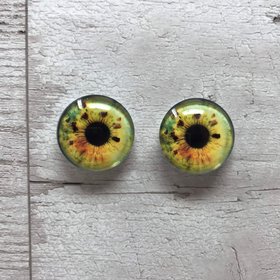 Realistic glass eyes life like green and brown  cabochons in sizes 6mm to 40mm dragon eyes cat iris (357)