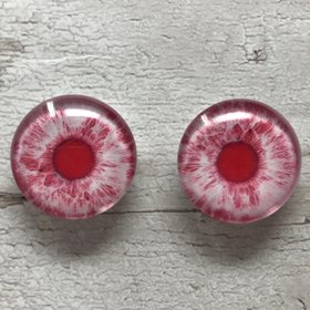 Red albino glass eye cabochons in sizes 6mm to 20mm dragon eyes cat iris (367)