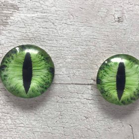 Green glass eye cabochons in sizes 6mm to 40mm dragon eyes cat iris (010)