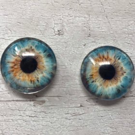 Pair of realistic glass eye cabochons in sizes 6mm to 20mm dragon eyes cat iris (321)