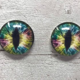 Rainbow glass eye cabochons in sizes 6mm to 40mm dragon eyes cat iris (007)
