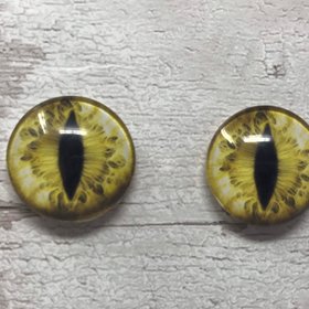 Yellow/gold glass eye cabochons in sizes 6mm to 40mm dragon eyes cat iris (034)