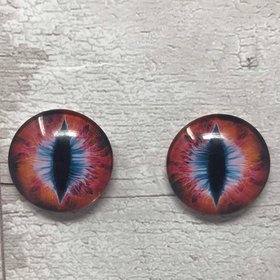Red and blue glass eye cabochons in sizes 10mm to 40mm dragon eyes cat iris (036)