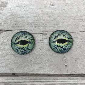 Green glass eye cabochons in sizes 6mm to 20mm dragon eyes fish reptile lizard iris (382)
