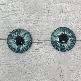 Green Glass eye cabochons in sizes 6mm to 40mm human iris dog cat animal eyes (421)