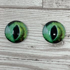 Green glass eye cabochons in sizes 8mm to 40mm cat eyes dragon iris animal eyes (482)