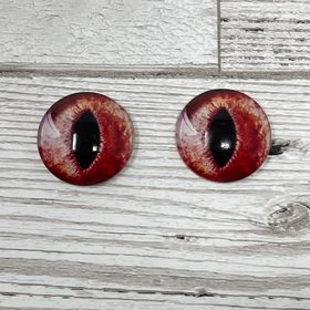 Red glass eye cabochons in sizes 8mm to 40mm cat eyes dragon iris animal eyes (476)
