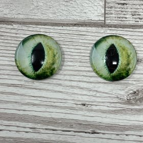 Green glass eye cabochons in sizes 8mm to 40mm cat eyes dragon iris animal eyes (478)
