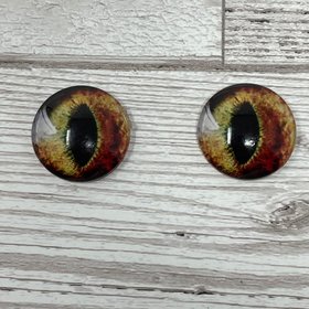 Brown glass eye cabochons in sizes 8mm to 40mm cat eyes dragon iris animal eyes (479)